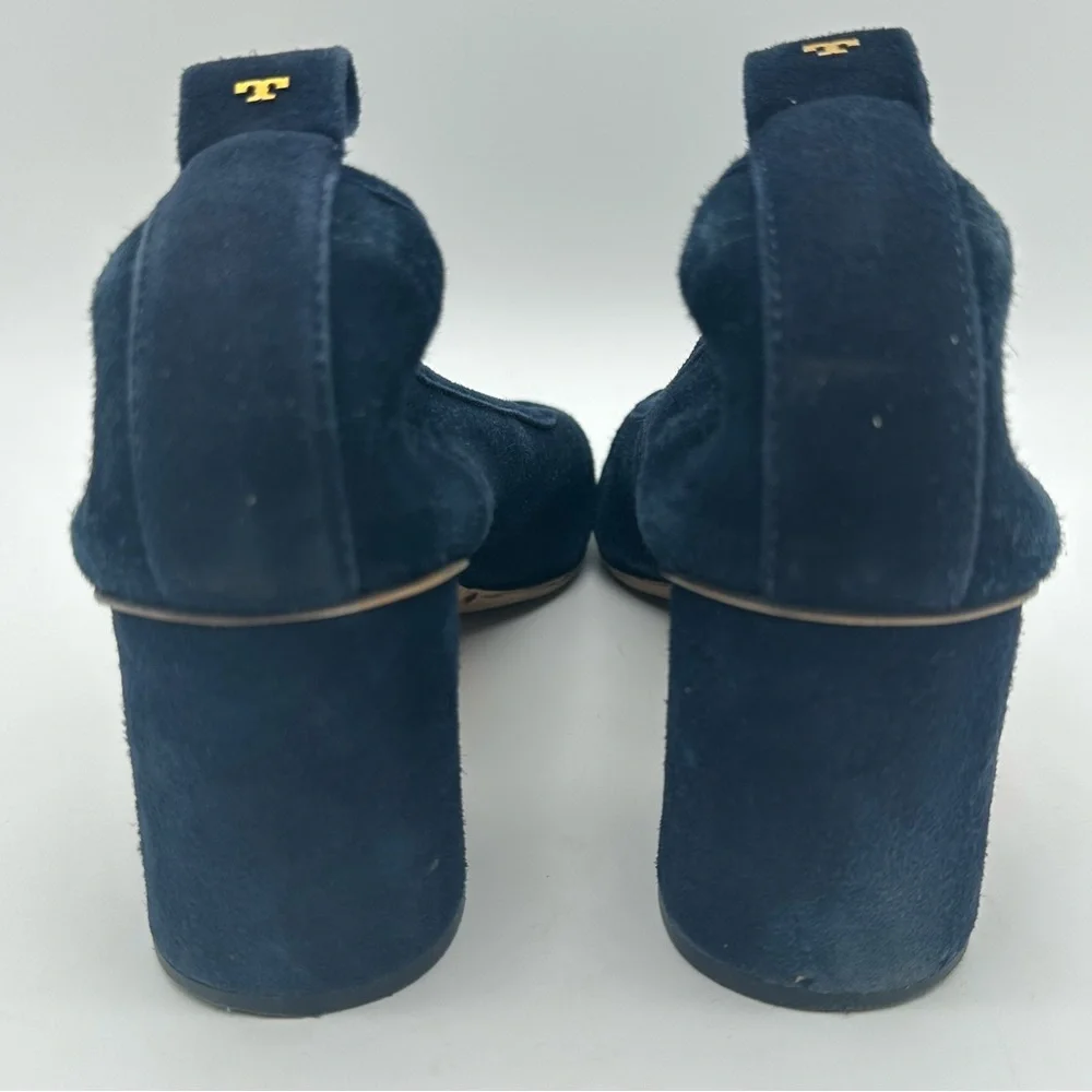 Tory Burch Therese Dark Blue Suede Block Heels